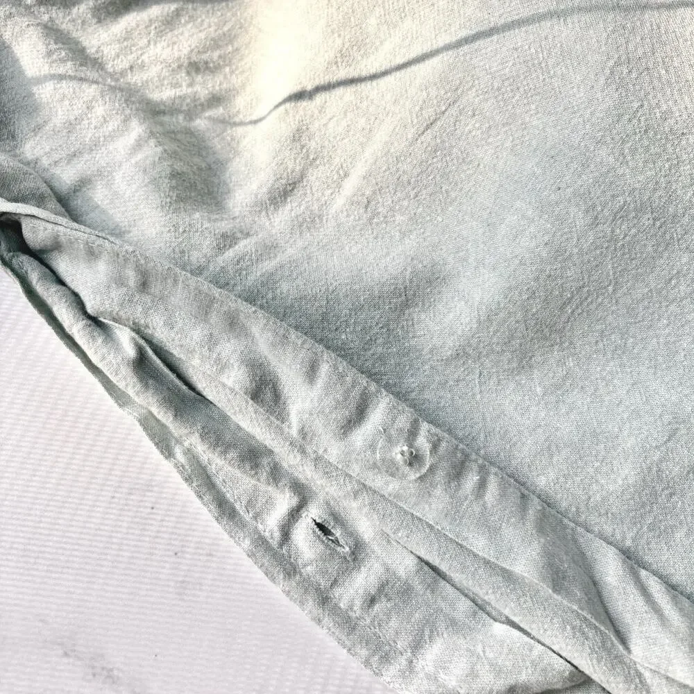 KENNETH COLE Queen Yarn Dyed Mineral Linen Duvet Cover In Sea Glass Coastal